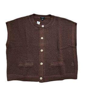 NWT Talbots Brown Mesh Stitch Sweater Shell MP Cotton Blend